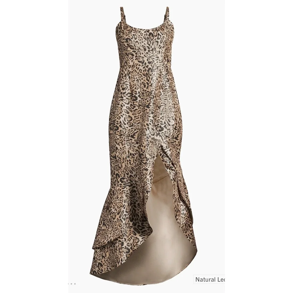 New! Hutch Alma Leopard Print Jacquard Midi‎ Dress Size 6 $339